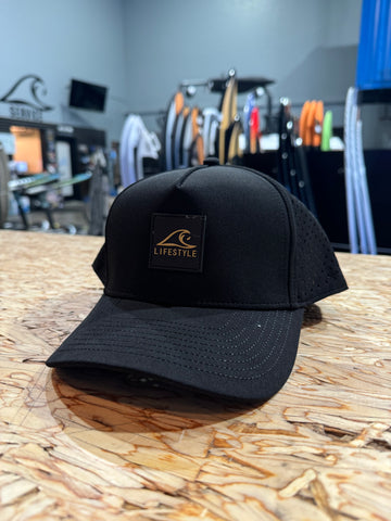 Lifestyle Wake Black and Gold Patch Hat